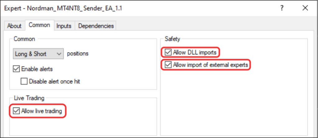 Step 4.1 Install the Expert Advisor on the Chart and Configure It